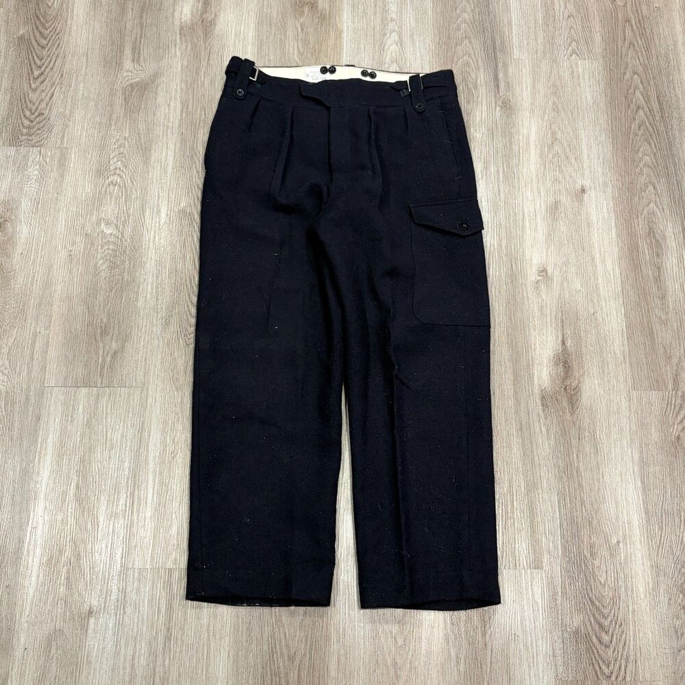 Vtg 60s British Military Battle Dress Trousers Wool Cargo Pants Men 37x28 Blue